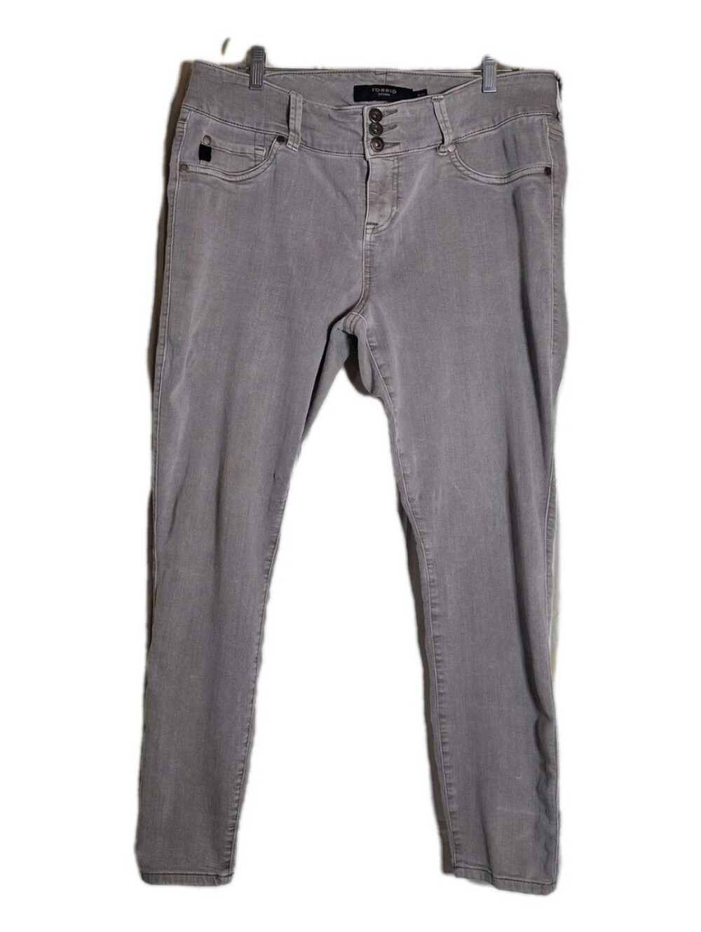 Torrid Denim Mid Rise Skinny Jeans Womens Size 16R Gray Stretch Pants 3 Button
